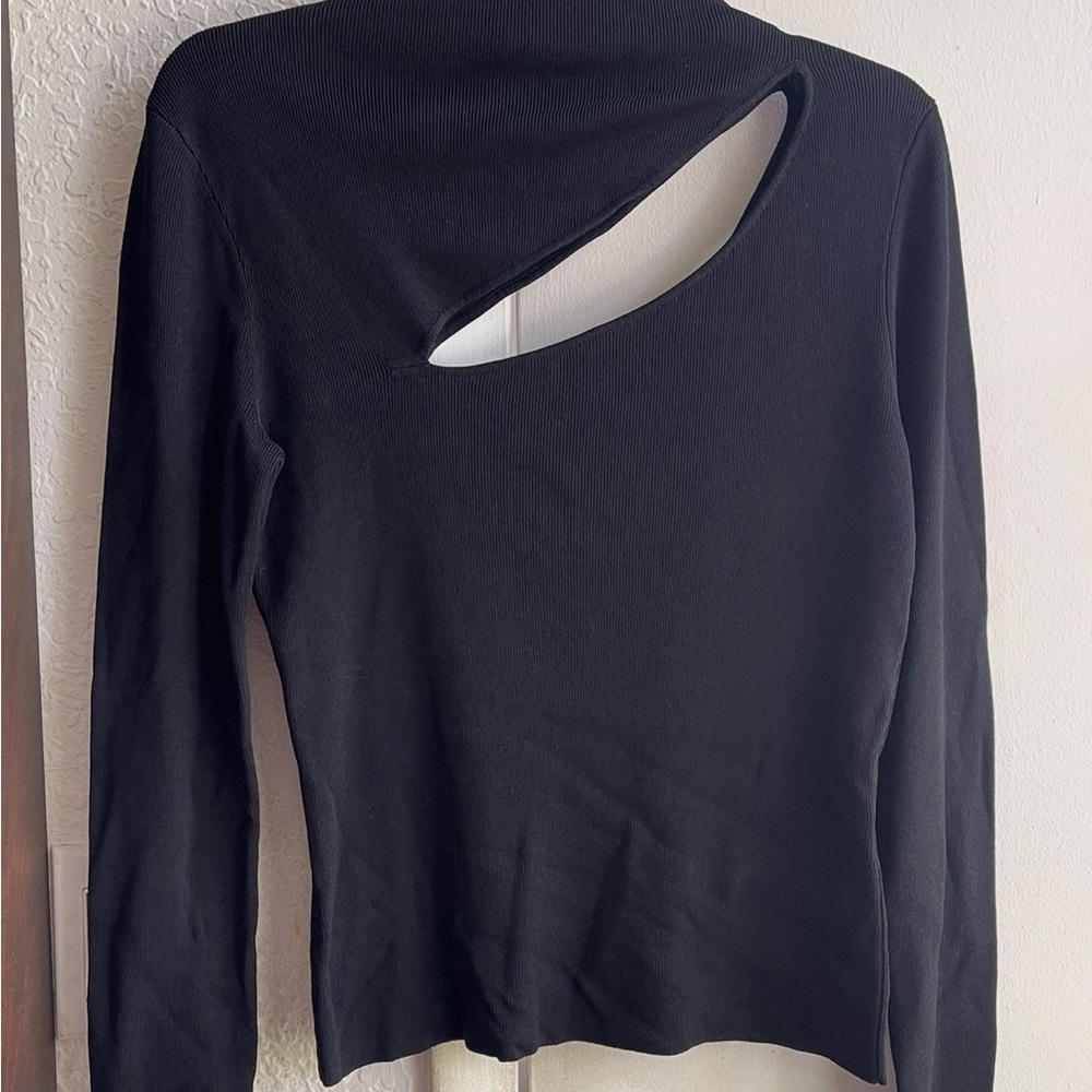 Cache Black Long Sleeve Cutout Tee
